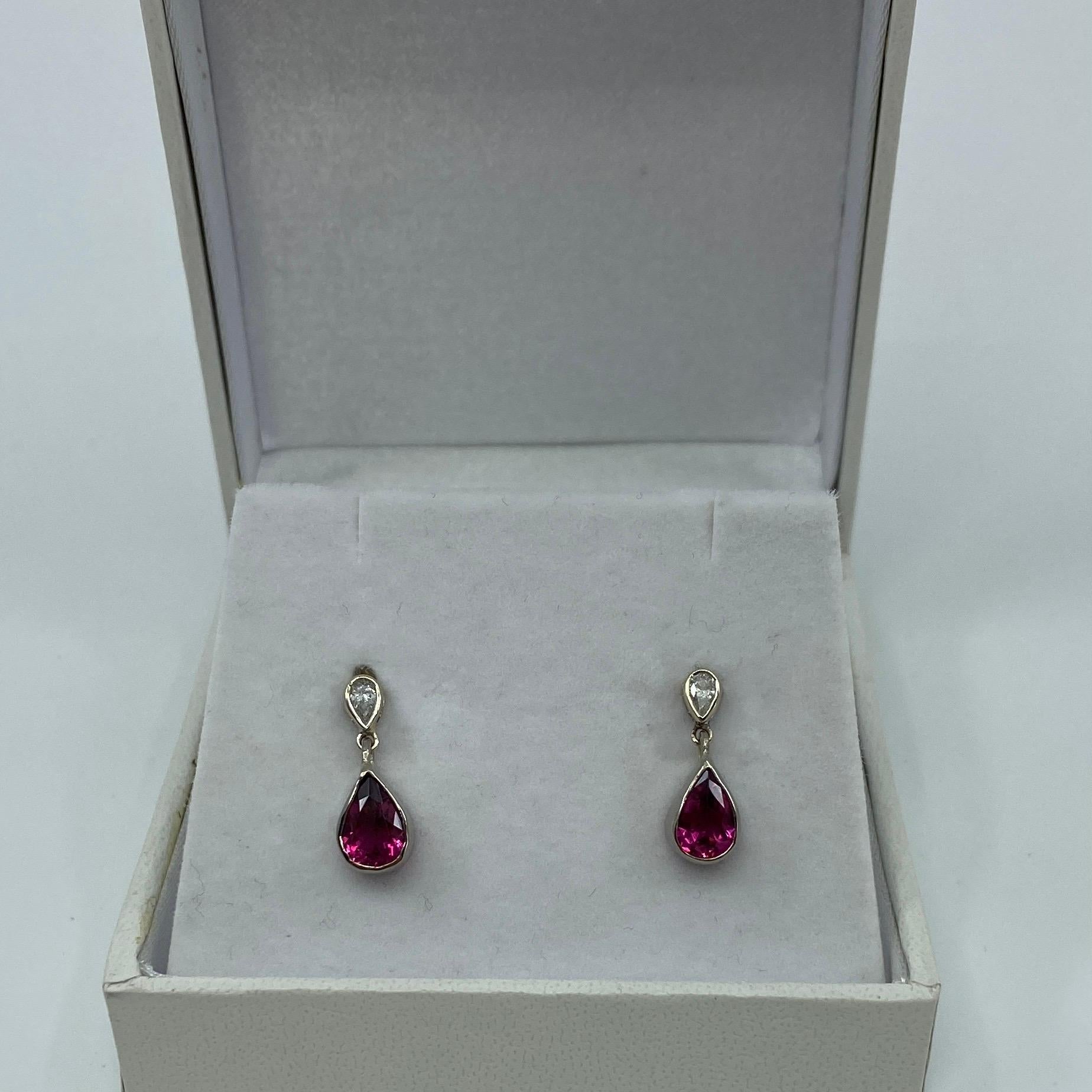Handmade 1.20 Carat Pink Tourmaline & Diamond 18 Karat White Gold Earring Studs For Sale 7