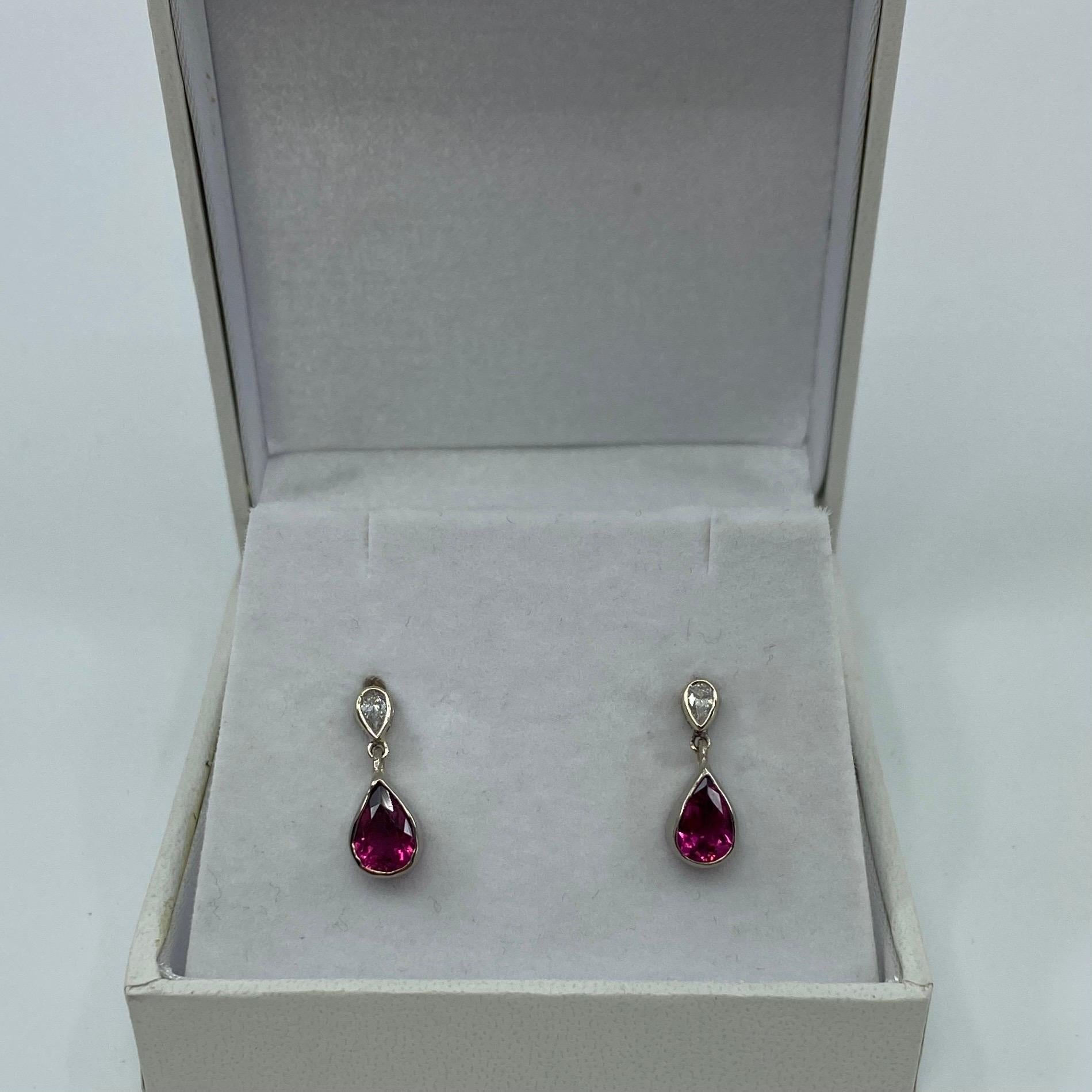 Handmade 1.20 Carat Pink Tourmaline & Diamond 18 Karat White Gold Earring Studs For Sale 8