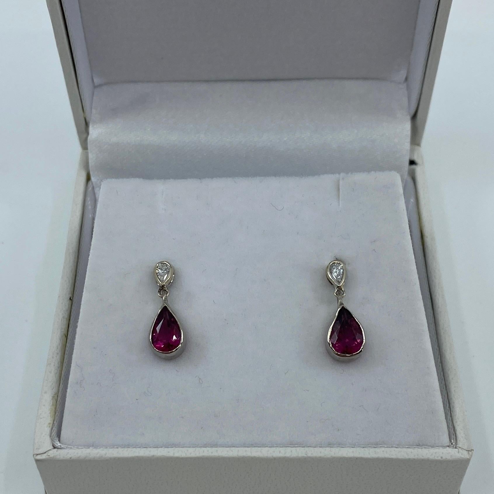 Handmade 1.20 Carat Pink Tourmaline & Diamond 18 Karat White Gold Earring Studs For Sale 3