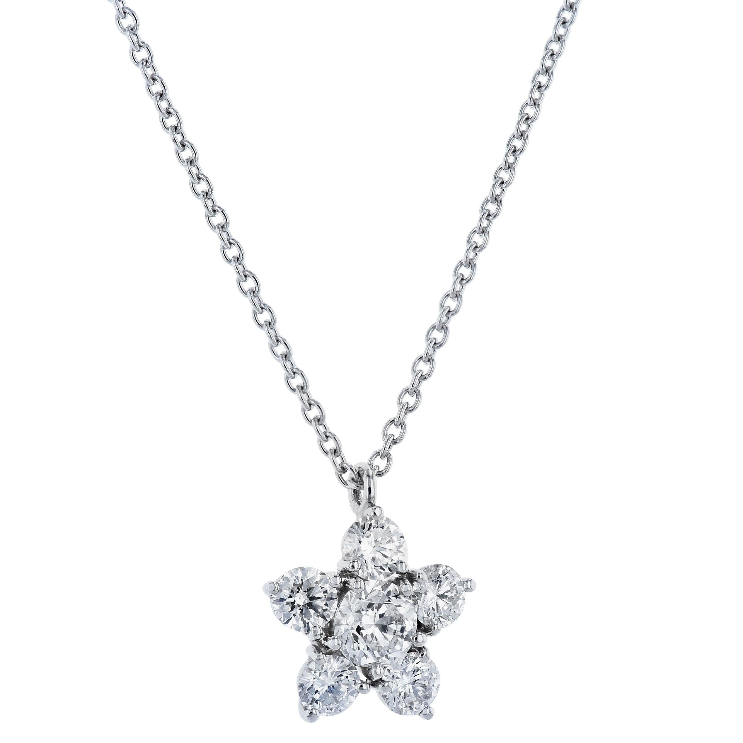 Taglio brillante Ciondolo a fiore con diamante da 1,35 carati fatto a mano in vendita