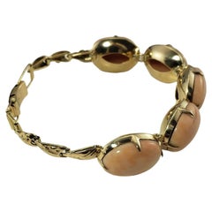 Handmade 14 Karat Yellow Gold and Coral Bracelet #15306