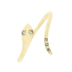 Handmade 14 Karat Yellow Gold Diamond Snake Band Ring Adjustable