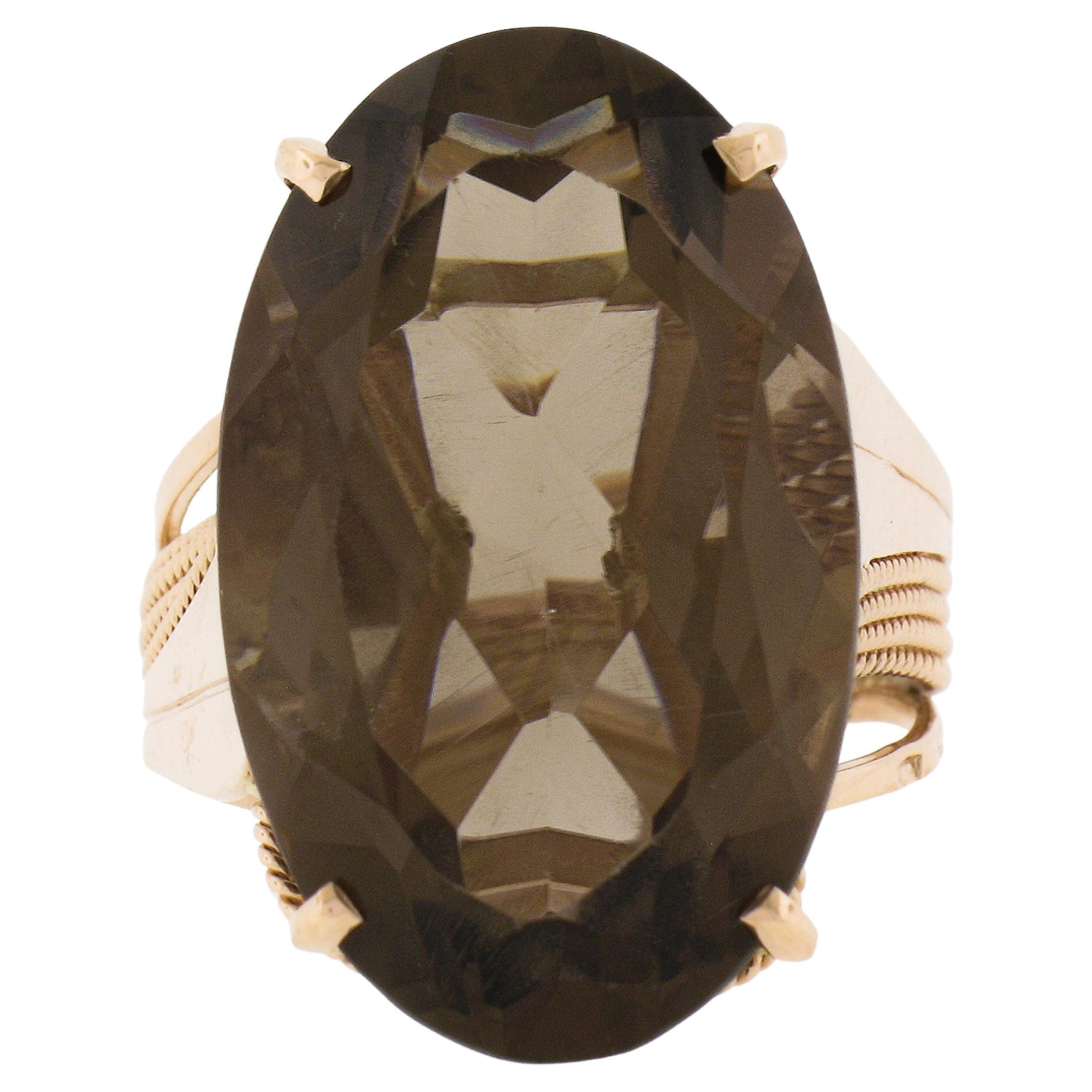 thumbnail image 2 of Technibond 14K Yellow Gold Clad Silver Ring With Smoky Quartz Oval Faceted Gemstone – 16ct Size Selectable 2 of 4
