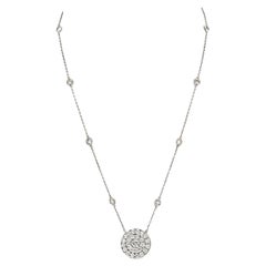 Handmade 14k White Gold 5.00cttw Diamond Cluster Pendant Necklace