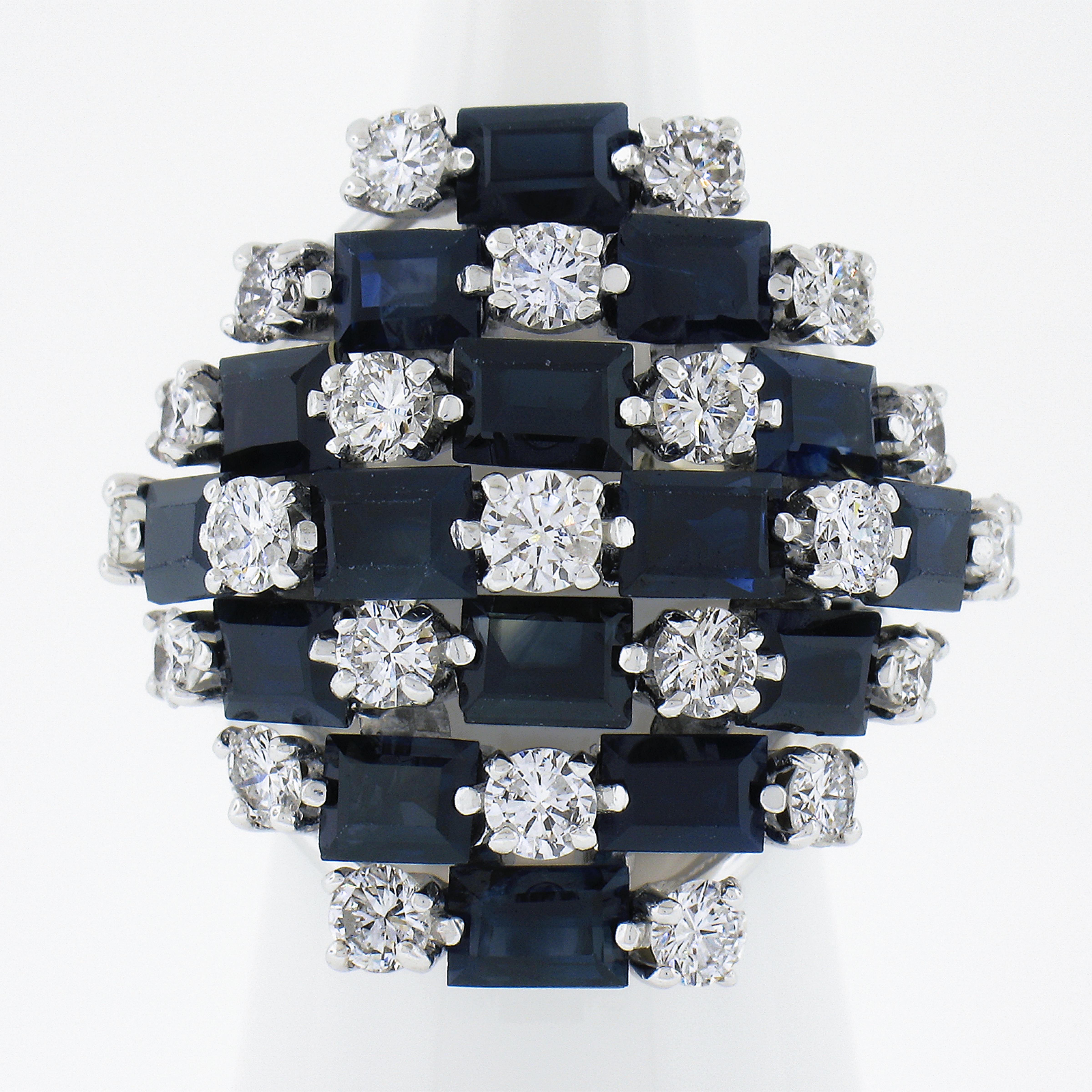 --Stone(s):--
(16) Natural Genuine Sapphires - Straight Baguette Cut - Prong Set - Deep Royal Blue Color - 5-6ctw (approx.)
(23) Natural Genuine Diamonds - Round Brilliant Cut - Prong Set - G-I Color - VS2-SI2 Clarity - 3ctw (approx.)
Total Carat