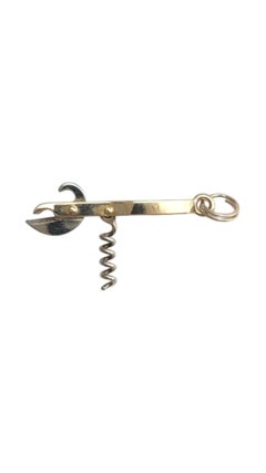 Handmade 14K Yellow and White Gold Articulating Miniature Corkscrew Charm #24695