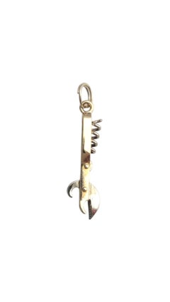Handmade 14K Yellow and White Gold Articulating Miniature Corkscrew Charm #24695