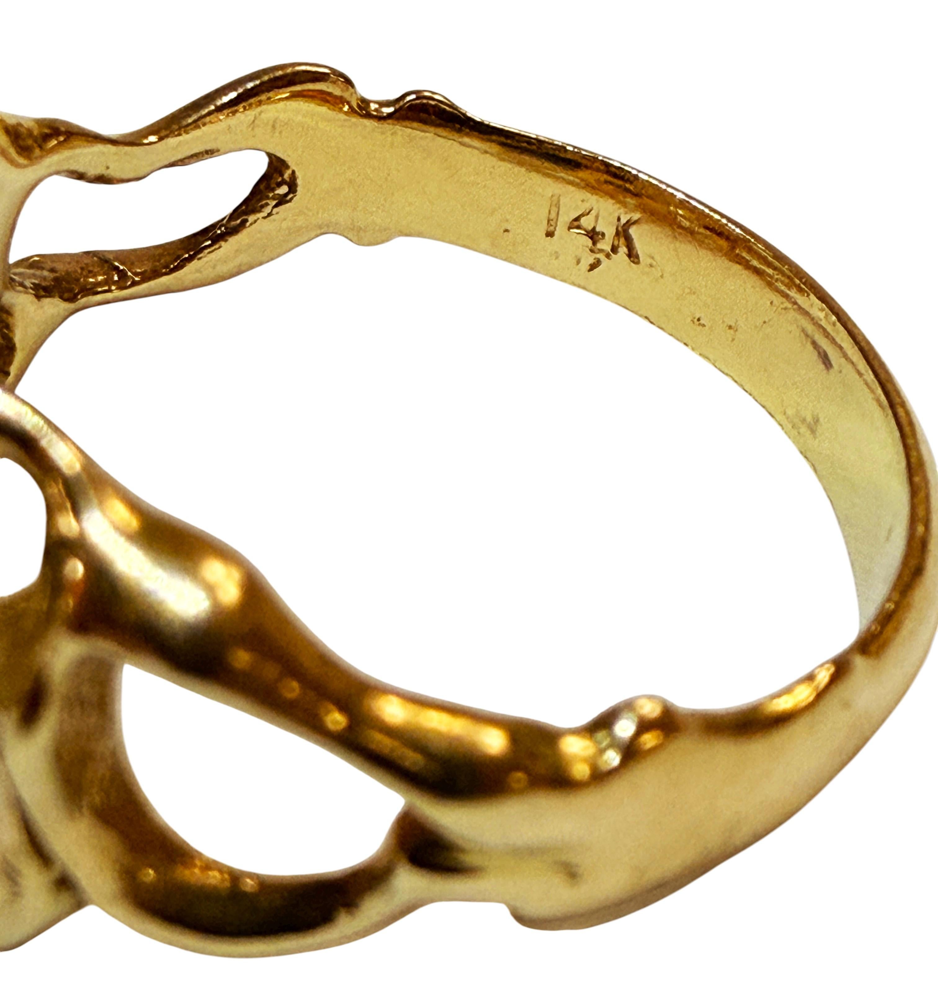 Bague moderniste brutale en or jaune 14k fait à la main avec un diamant de 0,25 carat en vente 4