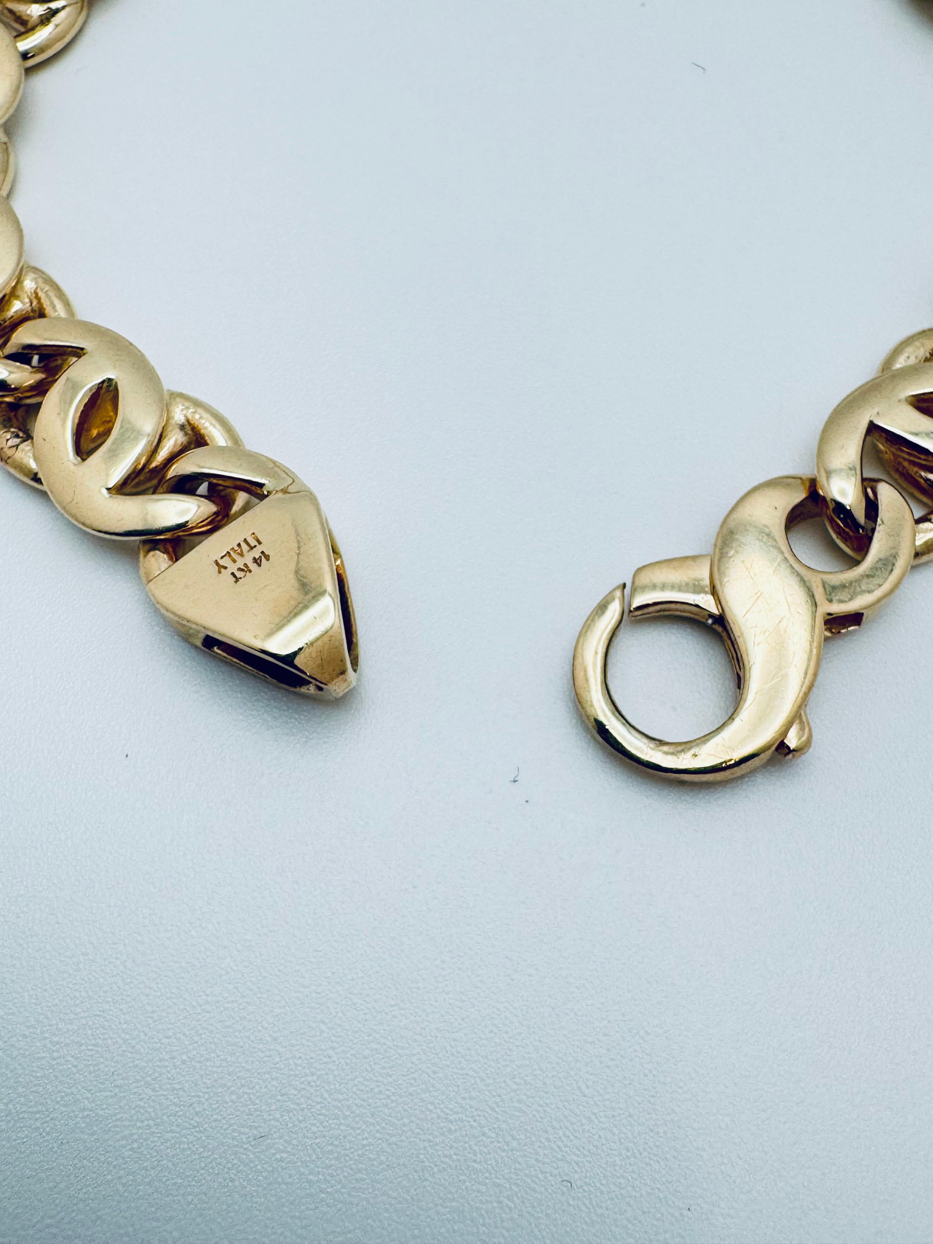 Bracelet en chaîne en or jaune 14K fait à la main en vente 2