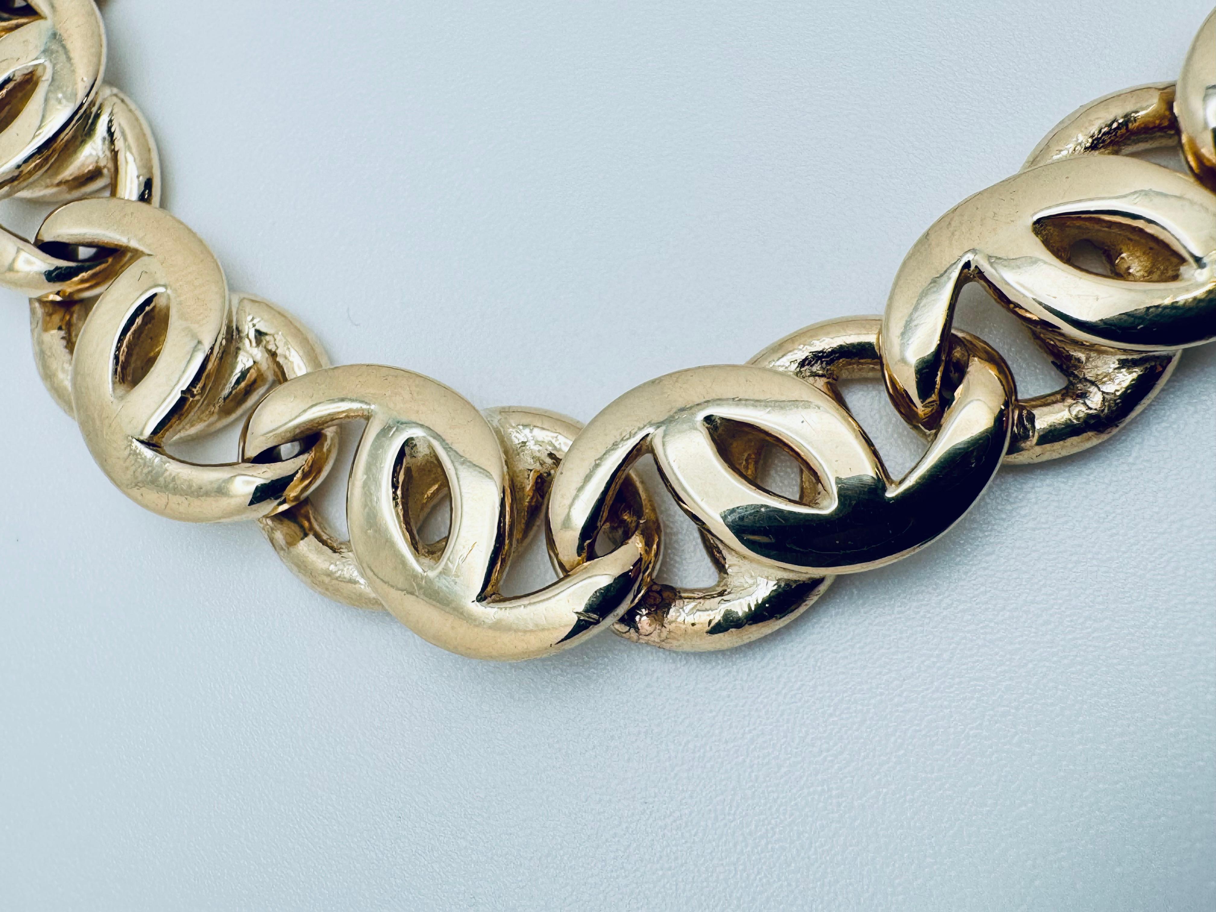 Bracelet en chaîne en or jaune 14K fait à la main en vente 4