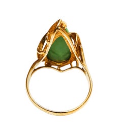 Bague en or jaune 14k fait main Turquoise naturelle 3.36 carats Taille 6.25