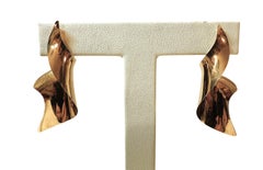 Handmade 14K Yellow Gold Timothy Grannis Modernist Twist Dangle Post Earrings