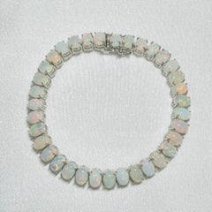 Bracelet de tennis en argent 925 fait à la main avec 16,45 carats d'opale de feu pour elle