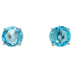17.5 CTW Everyday Blue Topaz Solitaire Stud Earrings in Sterling Silver for Her