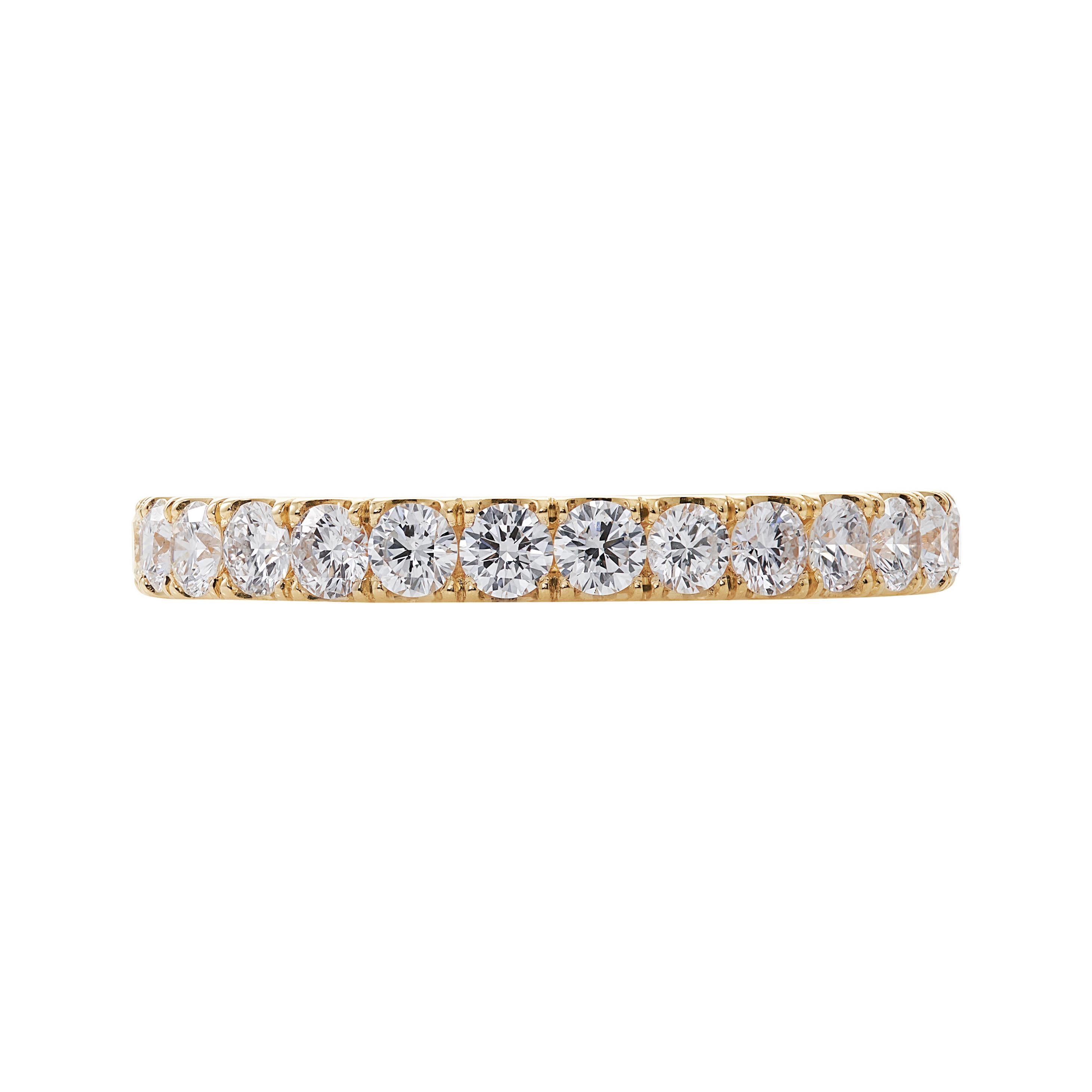 Handmade 18 Carat Yellow Gold Diamond Eternity Ring For Sale