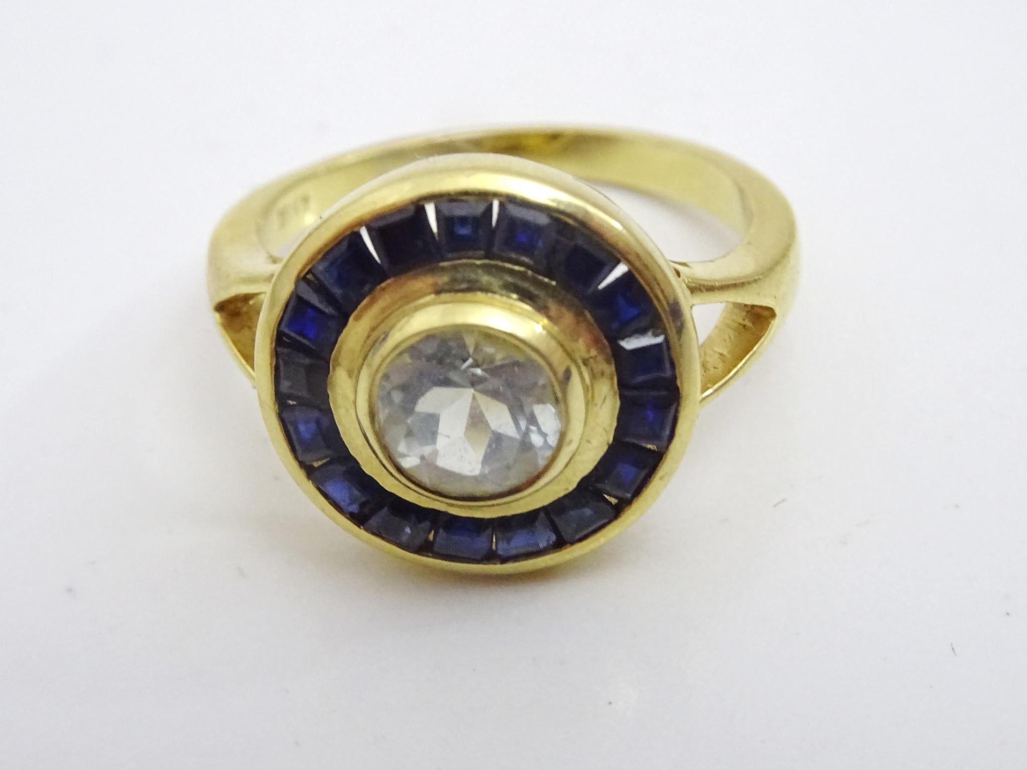 Women's Handmade 18 karat Gold Aquamarine and Sapphire Ring For Sale