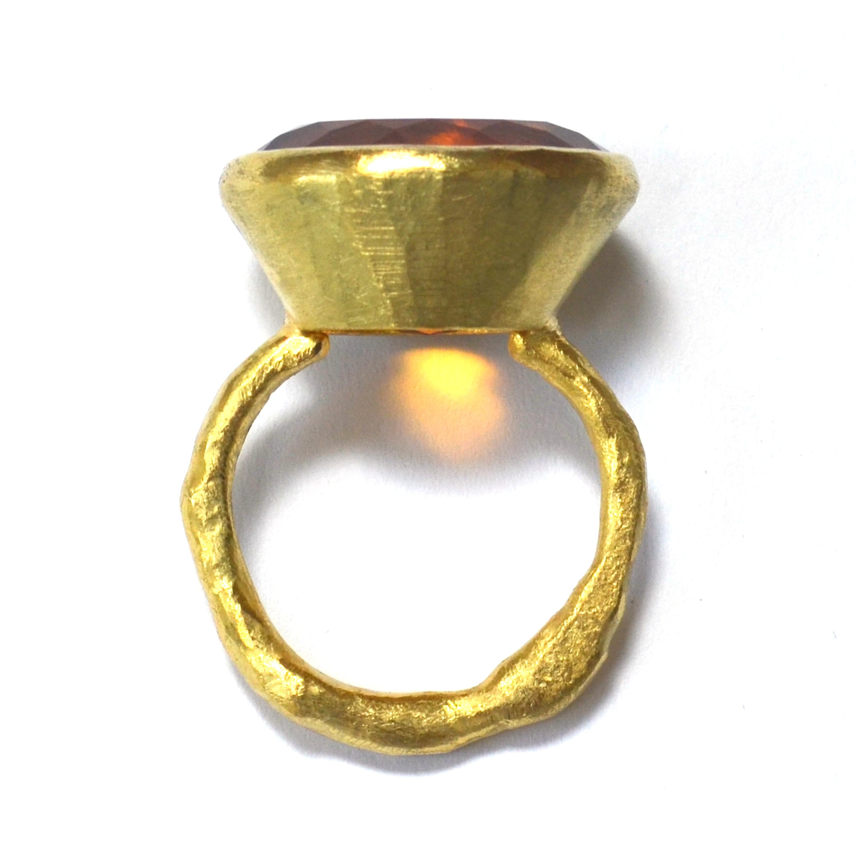 Contemporary Handmade 18 Karat Gold Citrine Cocktail Ring by Disa Allsopp For Sale