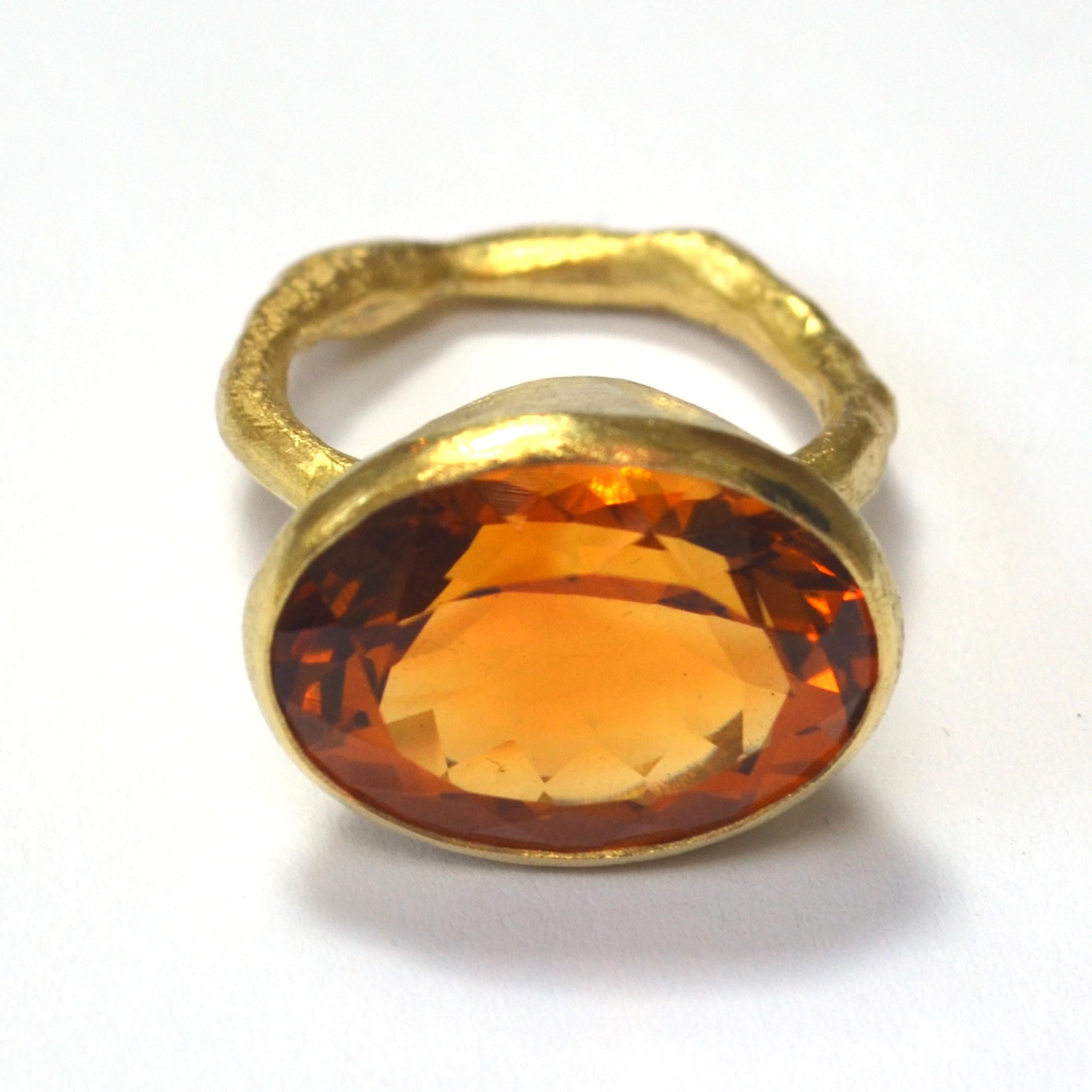 Oval Cut Handmade 18 Karat Gold Citrine Cocktail Ring by Disa Allsopp For Sale