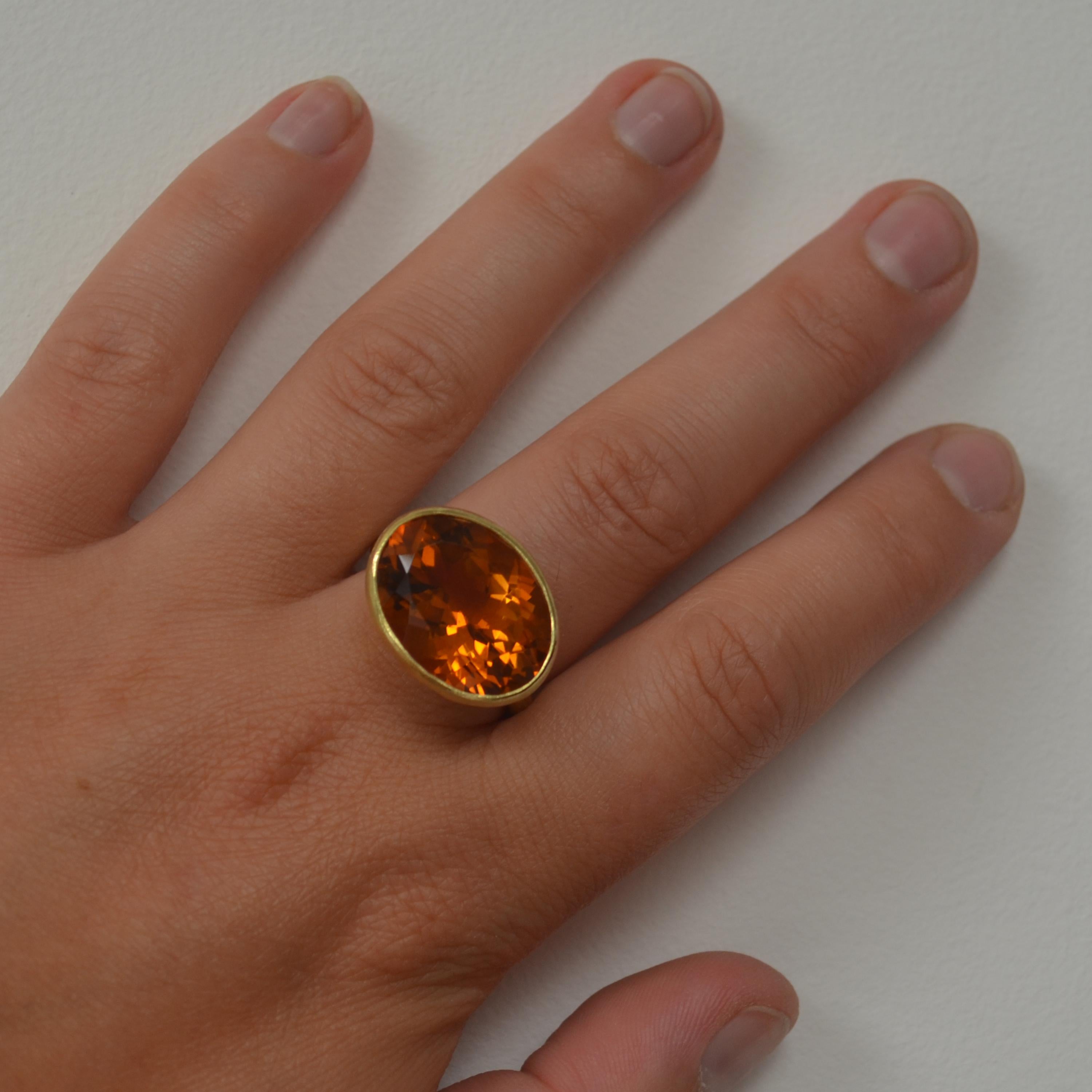 Handmade 18 Karat Gold Citrine Cocktail Ring by Disa Allsopp In New Condition For Sale In London, GB
