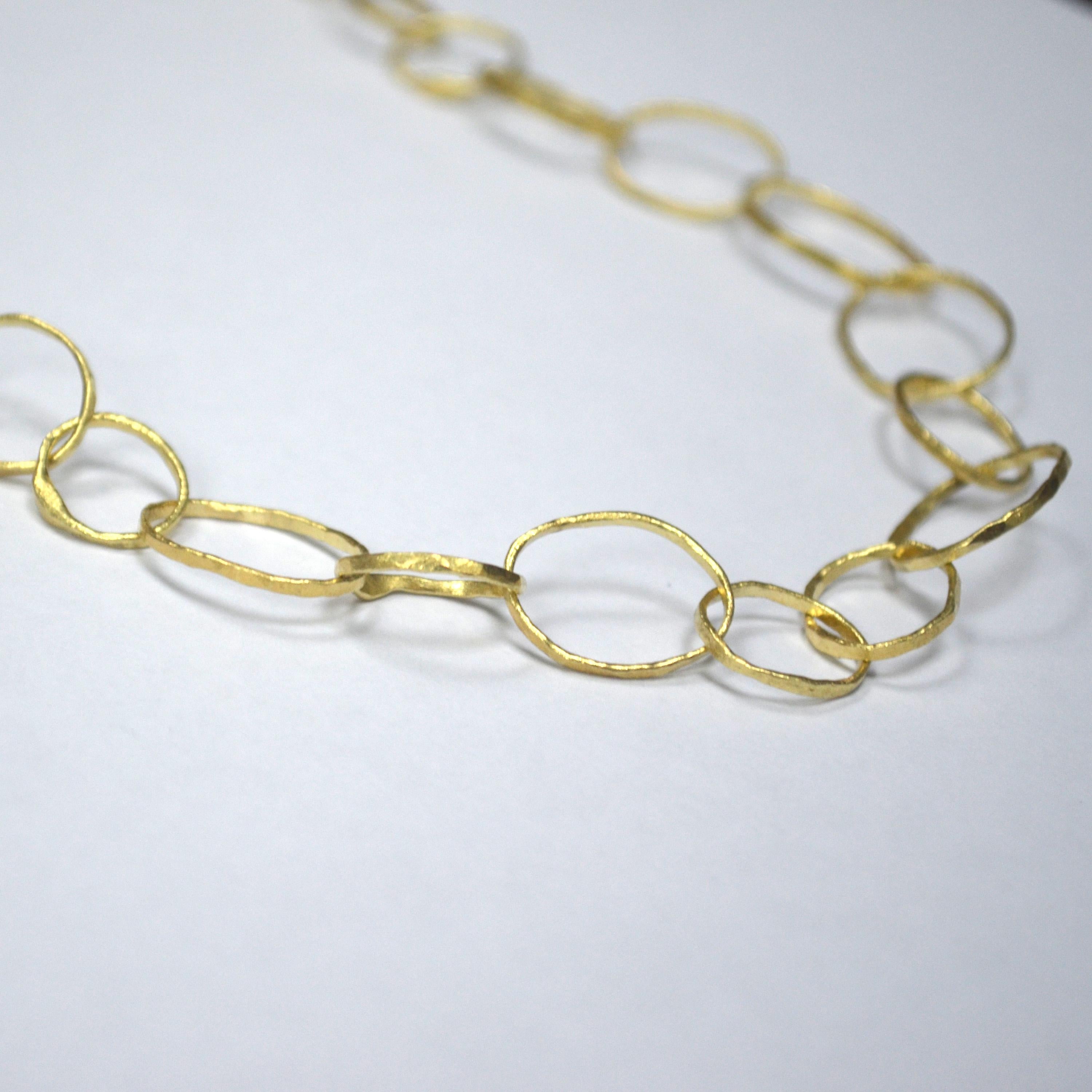Handmade 18 Karat Gold Organic Texture Chain Necklace by Disa Allsopp In New Condition For Sale In London, GB