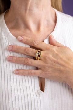 Handmade, 18 Karat Gold, Ruby & Diamond Geometric Ring