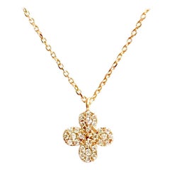 Handmade 18 Karat Solid Yellow Gold Diamond Pendant Necklace