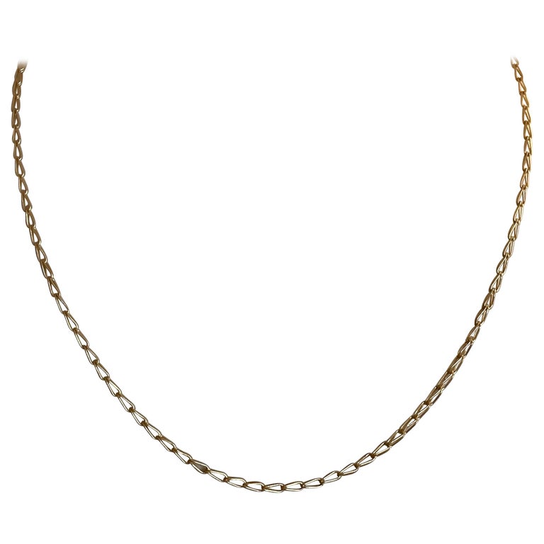 Handmade 18 Karat Solid Yellow Gold Satin Finish Chain Necklace at 1stDibs