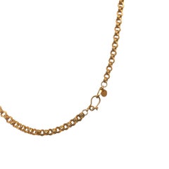 Handmade 18 Karat Solid Yellow Gold Satin Finish Link Chain Necklace