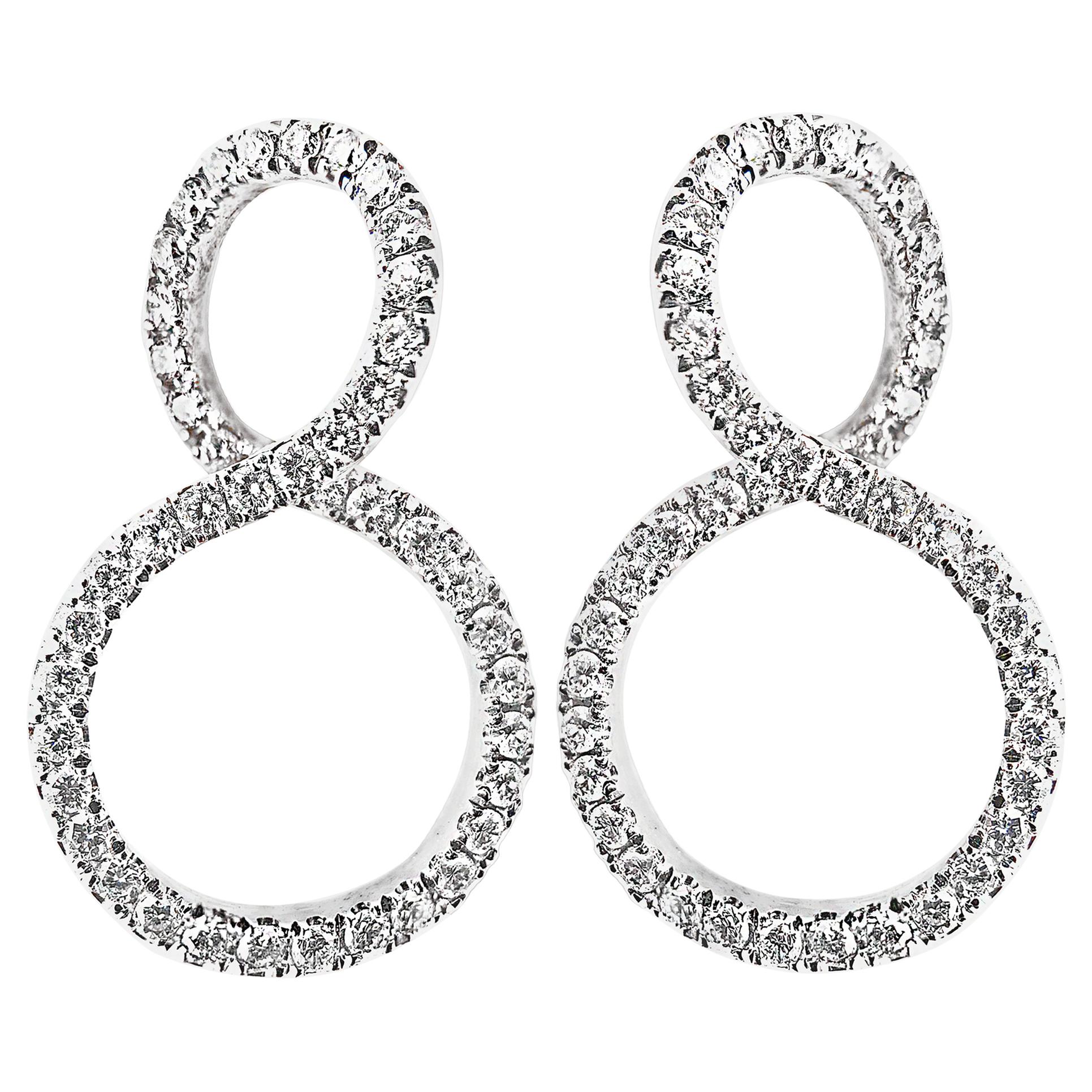 Handmade 18 Karat White Gold Pave Diamond Earrings