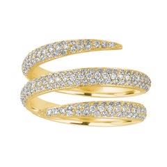 Handmade 18 Karat Yellow Gold and 1.40 Carat Diamond Triple Wrap Claw Ring