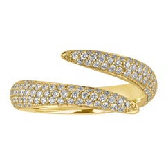 Handmade 18 Karat Yellow Gold and Diamond Double Wrap Claw Ring