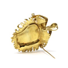 Handmade 18 Karat Yellow Gold and Diamond Lion Brooch