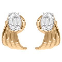 Handmade 18 Karat Yellow Gold SI/H Diamond Cluster Wing Stud Earrings