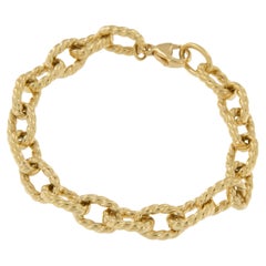 Handmade 18 Karat Yellow Gold Twisted Cable Link Bracelet