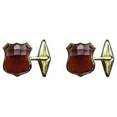 Handmade 18 Kt Yellow Gold Cufflinks with Carnelians