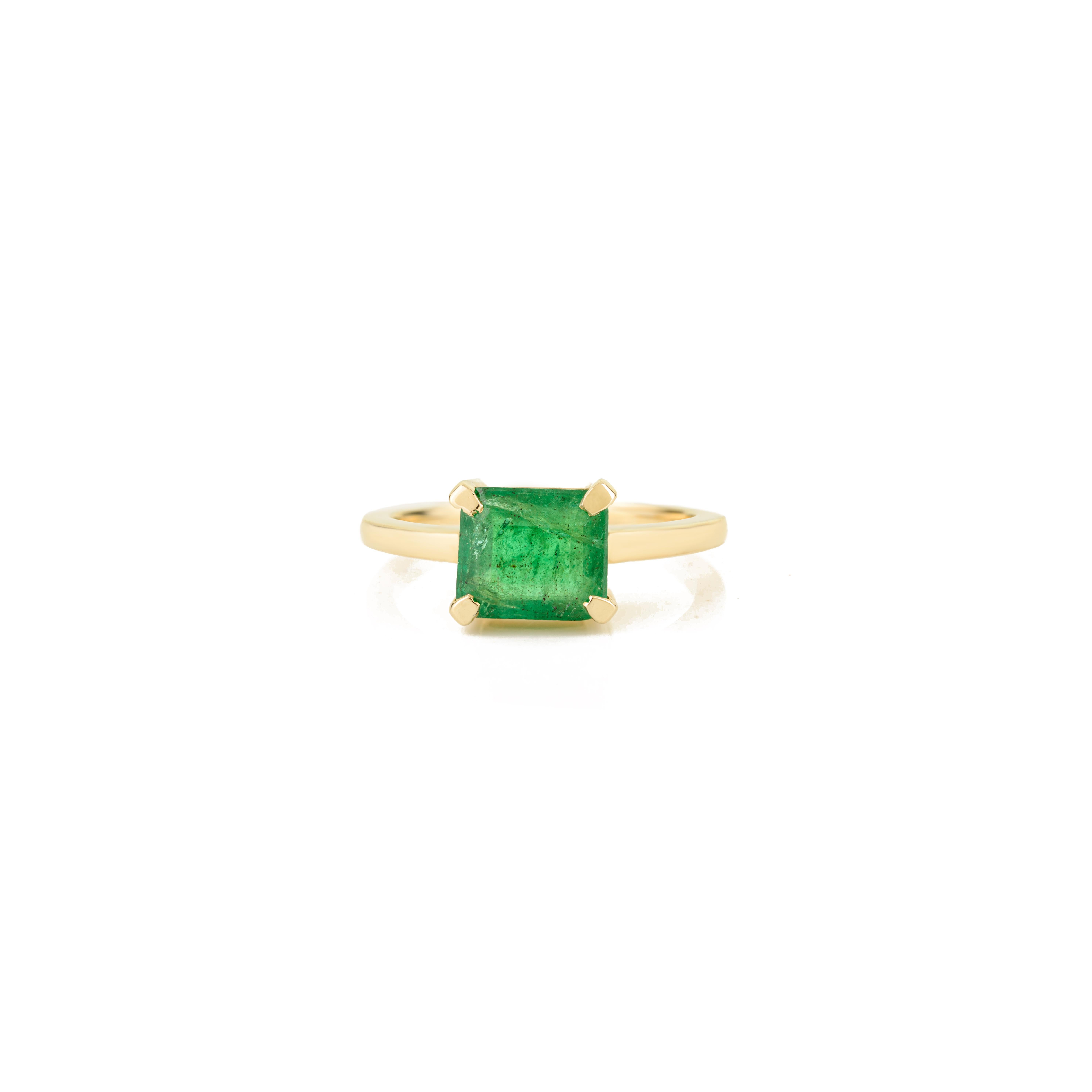 in vendita:  Anello solitario con smeraldo taglio Asscher da 1,83 carati, fatto a mano, in oro giallo 14 carati. 3