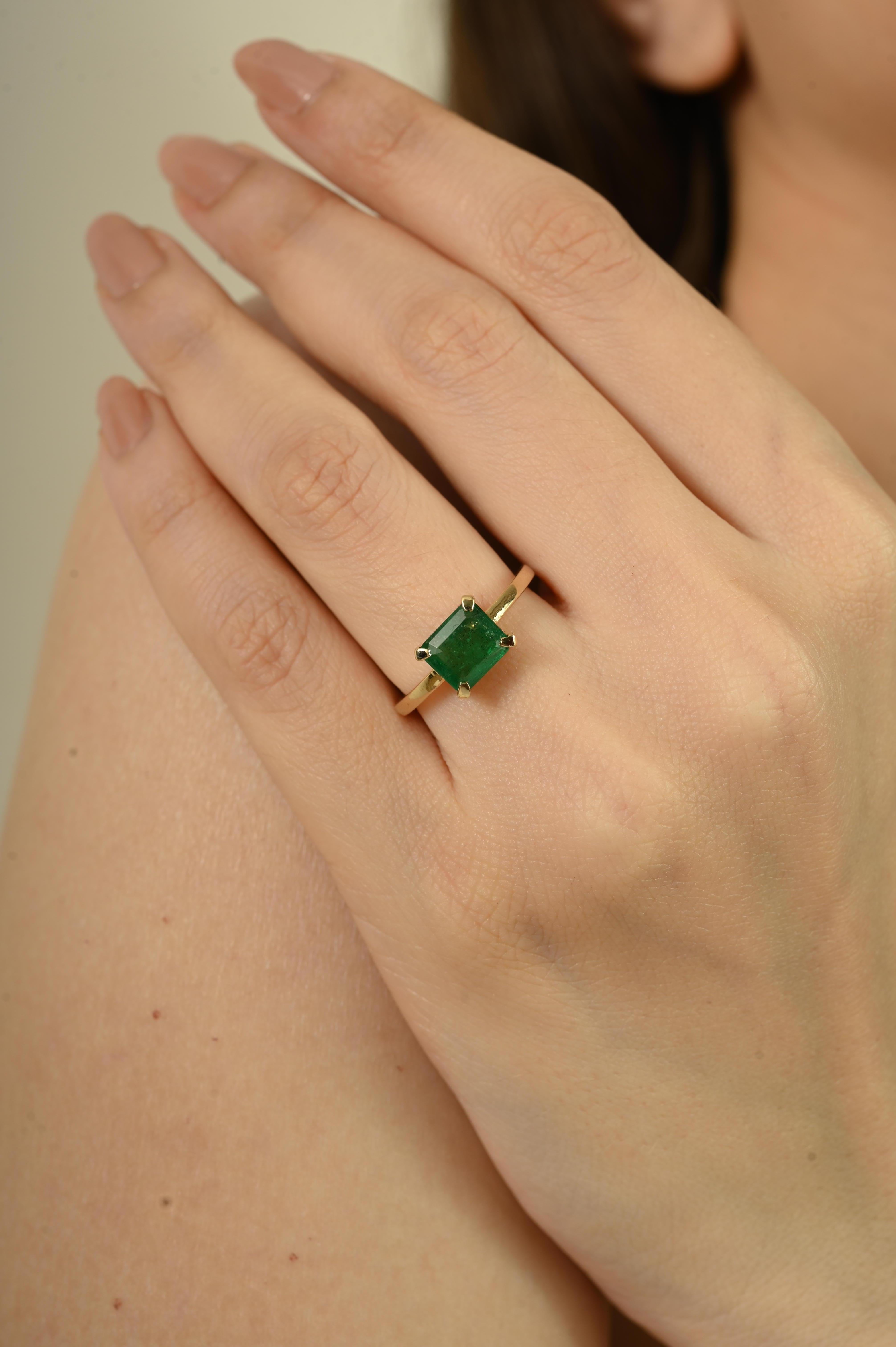 in vendita:  Anello solitario con smeraldo taglio Asscher da 1,83 carati, fatto a mano, in oro giallo 14 carati. 4