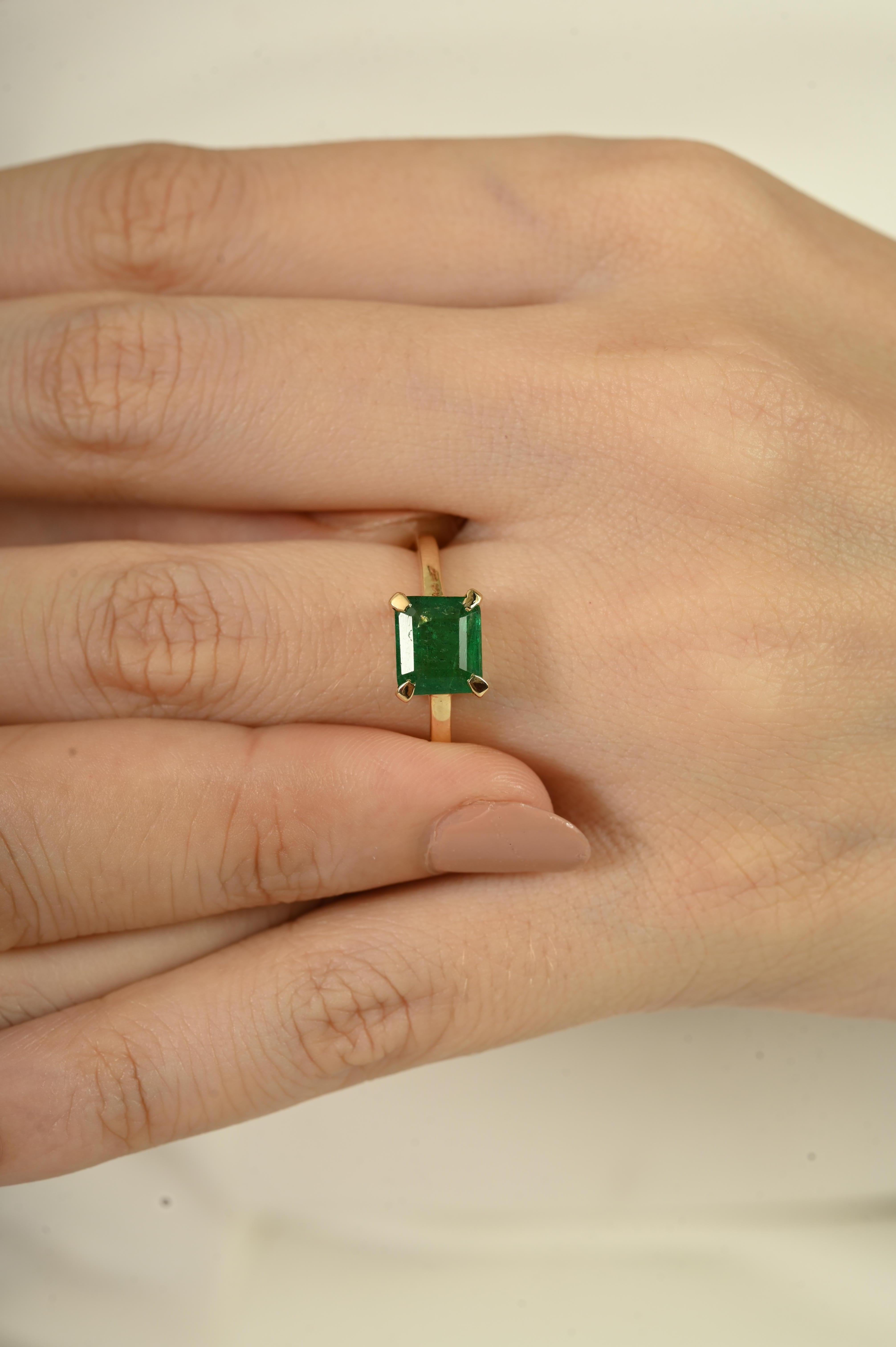 in vendita:  Anello solitario con smeraldo taglio Asscher da 1,83 carati, fatto a mano, in oro giallo 14 carati. 6