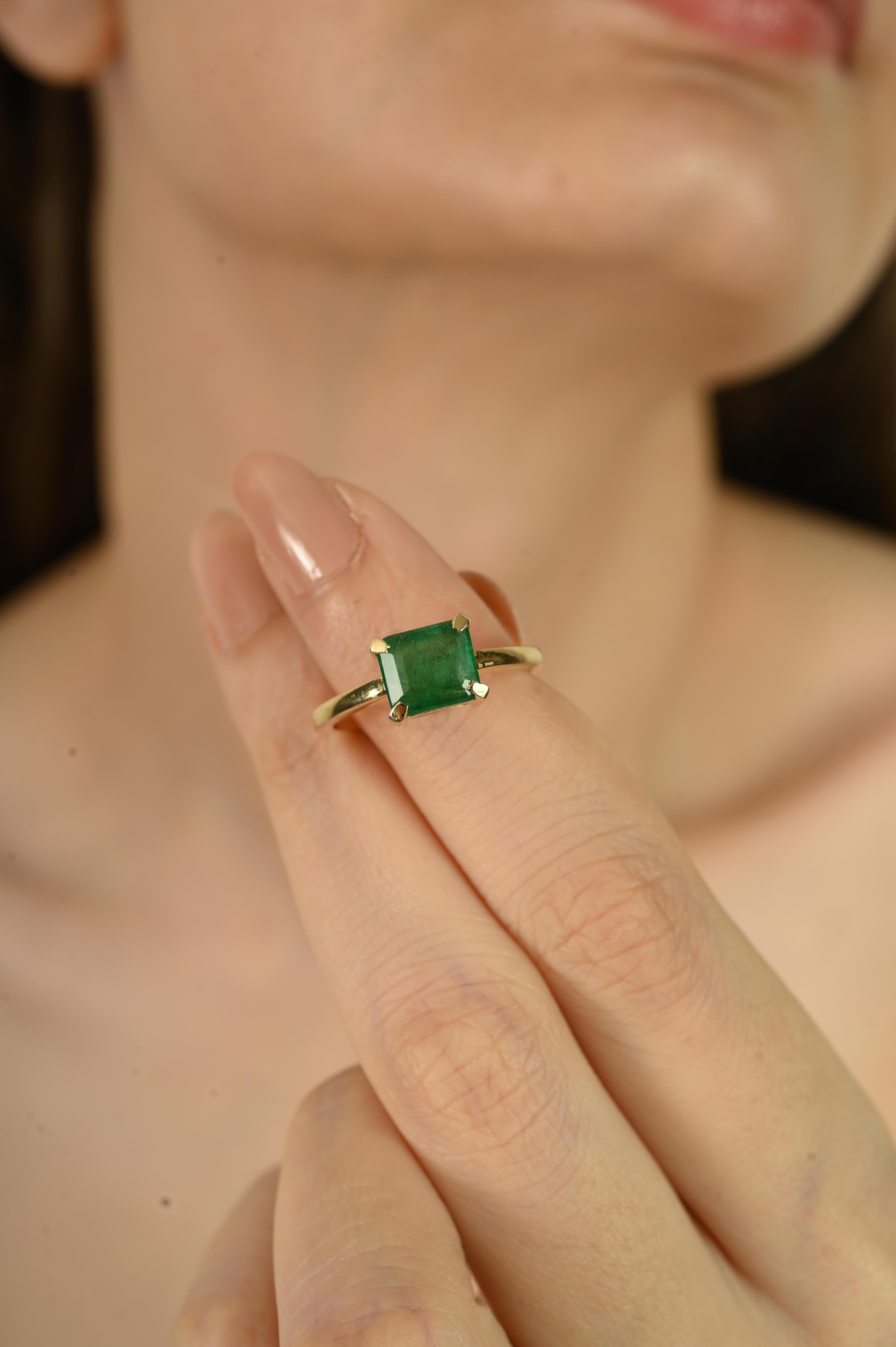 in vendita:  Anello solitario con smeraldo taglio Asscher da 1,83 carati, fatto a mano, in oro giallo 14 carati. 8