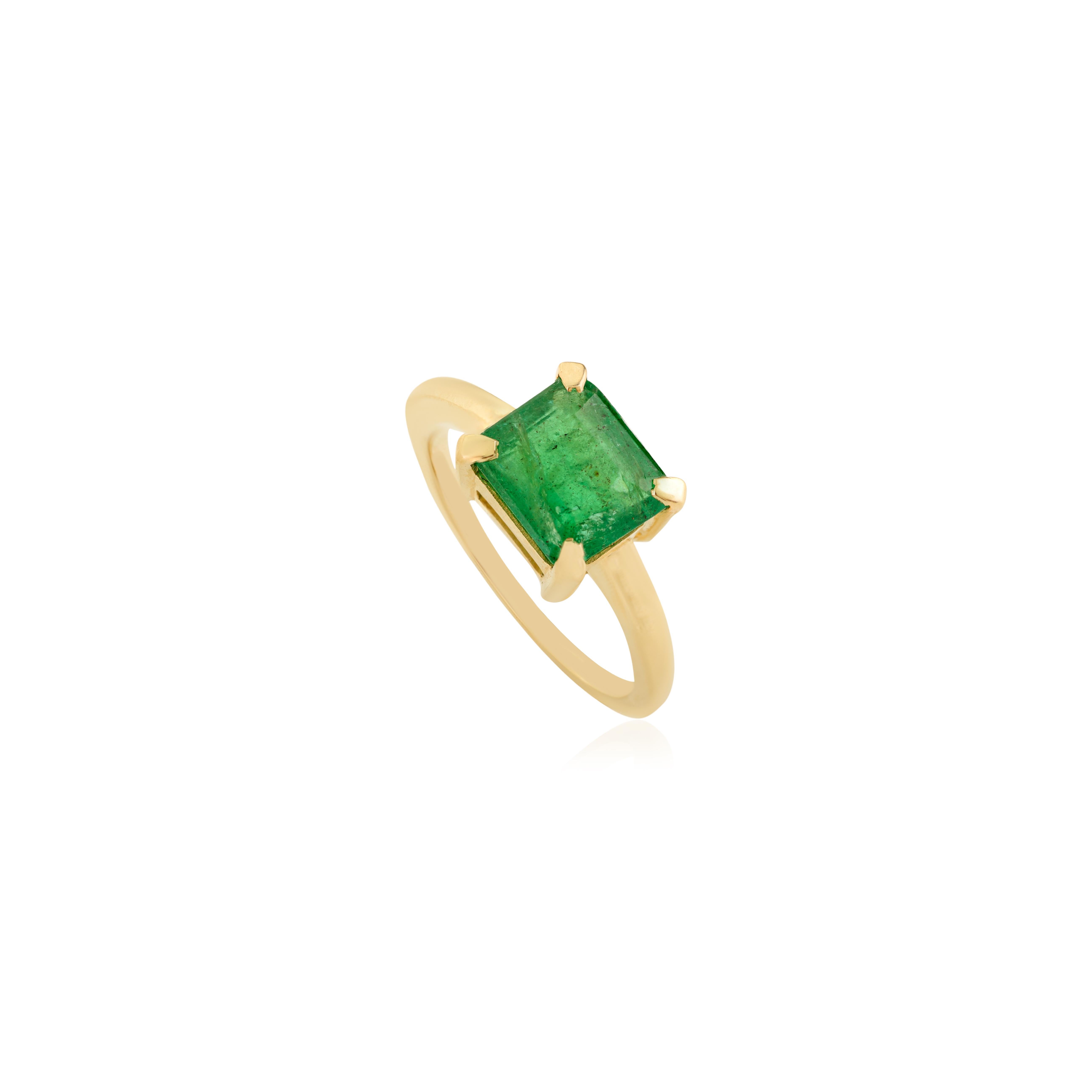in vendita:  Anello solitario con smeraldo taglio Asscher da 1,83 carati, fatto a mano, in oro giallo 14 carati. 9