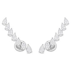 Pendientes de oro blanco de 14 quilates con diamantes naturales de 1,85 quilates hechos a mano