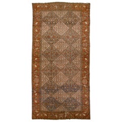 Fait main 1880s Antiquités Mahal  Tapis persan bleu à motif floral géométrique