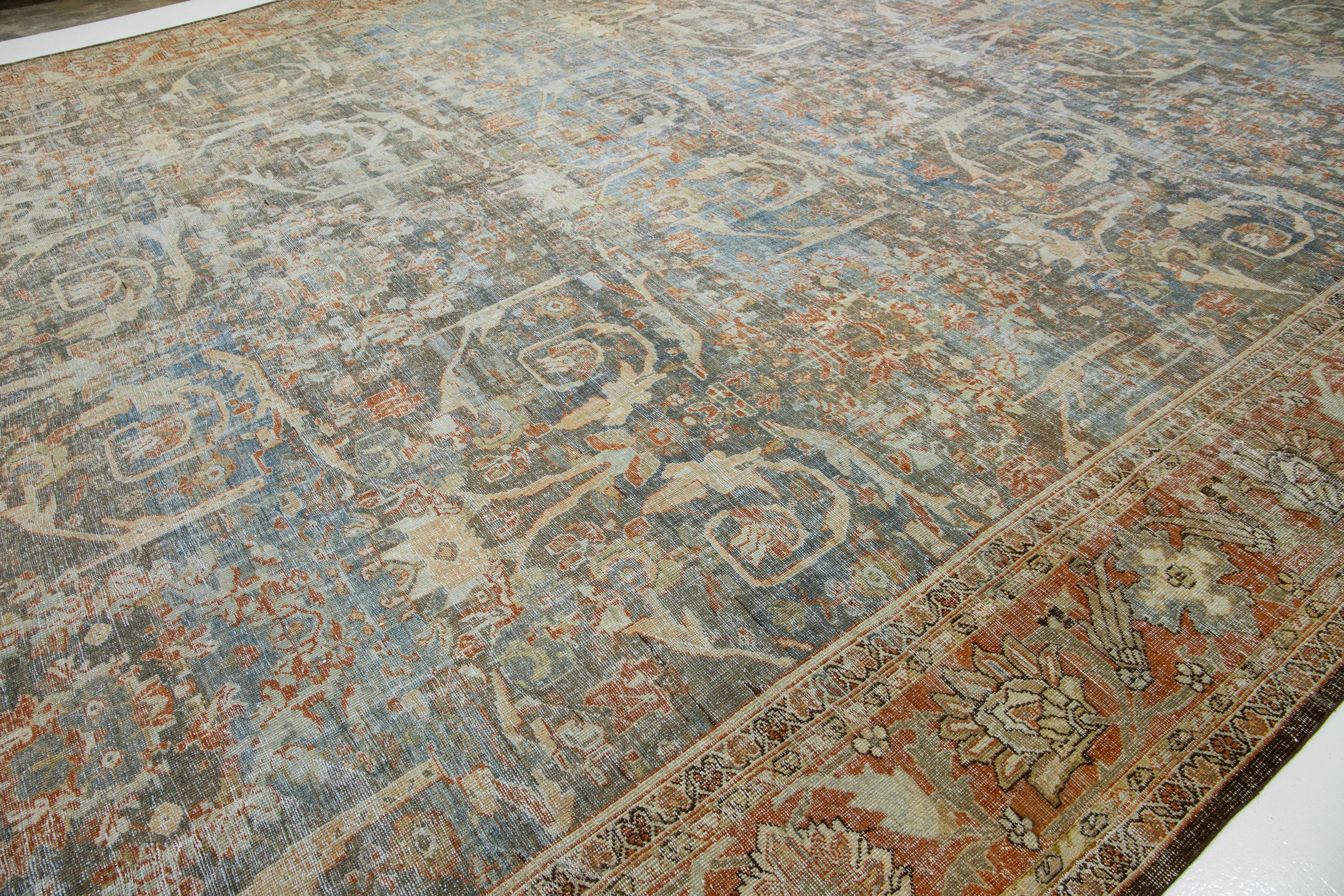 Handgefertigter blauer persischer Mahal-Teppich aus den 1890er Jahren, extra groß, mit Allover-Design im Angebot 5