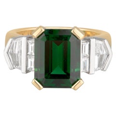 Handmade 18ct Gold Chrome Tourmaline 
Diamond Geometric Art Deco Ring