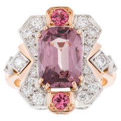 Handmade 18ct Rose/Platinum Spinel and Diamond Art Deco Style Engagement Ring
