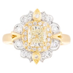 Handmade 18ct Yellow Diamond Art Deco style Engagement Ring