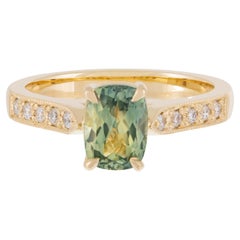 Handmade 18ct Yellow Gold Australian Parti Sapphire and Diamond Engagement Ring