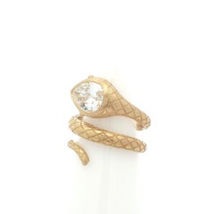 Handmade 18k Gold GIA 1.97ct J VS2 Old Pear Cut Diamond Serpent Snake Wrap Ring