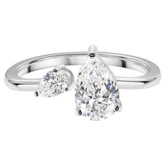 1.22 Carat SI Clarity HI Color Pear Cut Open Diamond Ring 18K White Gold