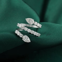 Handcrafted 2.14ct SI Clarity Natural Diamond Wrap Ring 18K White Gold